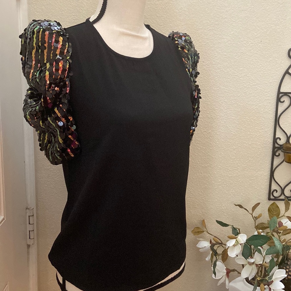 Iridescent Sequined Cocktail Blouse - Picture 1 of 8